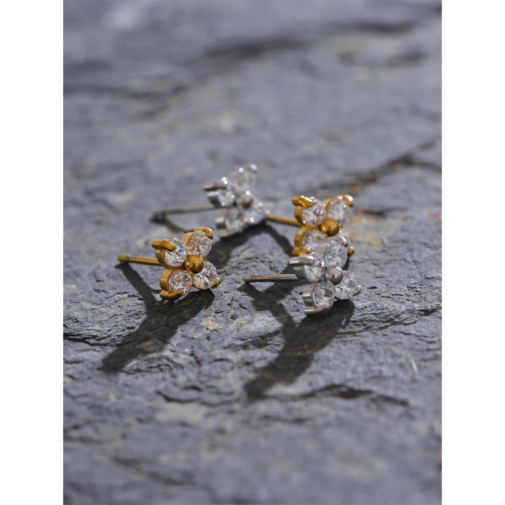 Mixed metal flower earrings