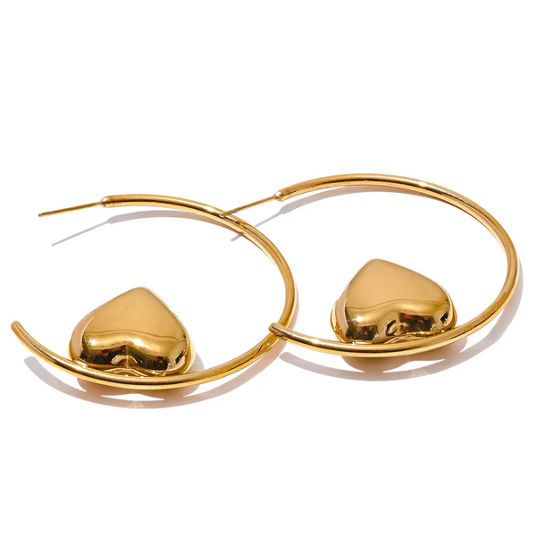 Gold heart hoop earrings