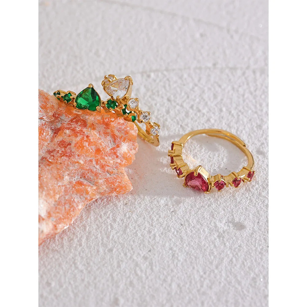 Gemstone heart rings