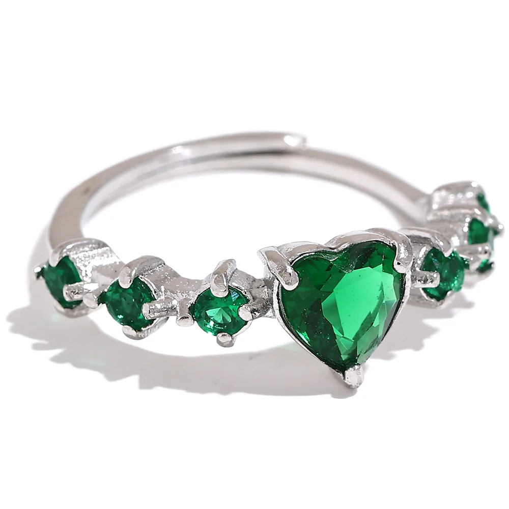 Open heart ring with pave crystals