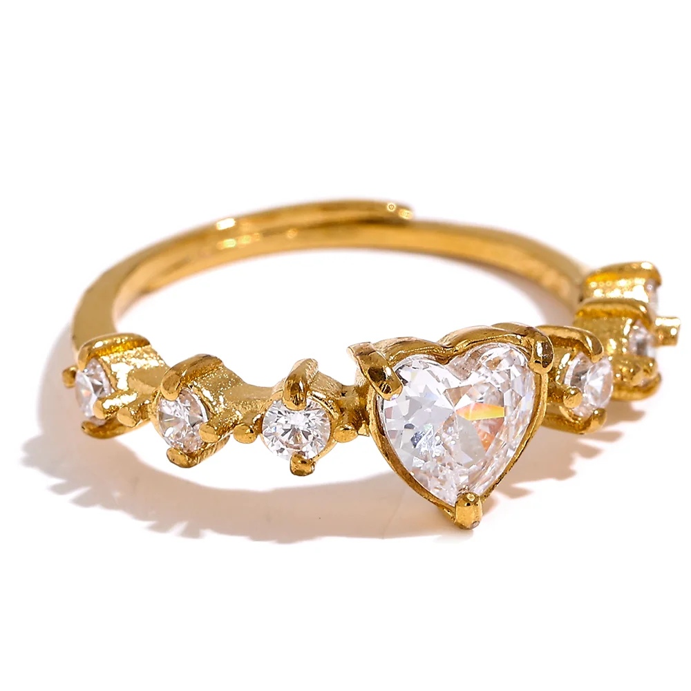 Open heart ring with pave crystals