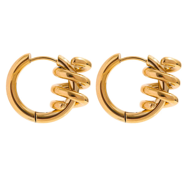 Stylish gold coiled hoop earrings, adds an edgy touch